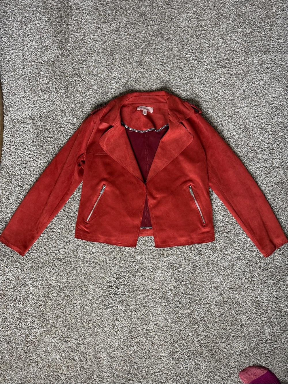 Women’s Red Suede Moto Jacket